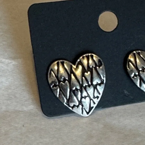 Silver Heart Earrings For Pierced Ears - Picture 9 of 12